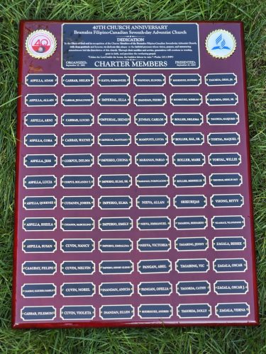 Charter members plaque