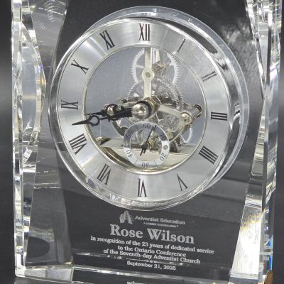 crystal clock engraved