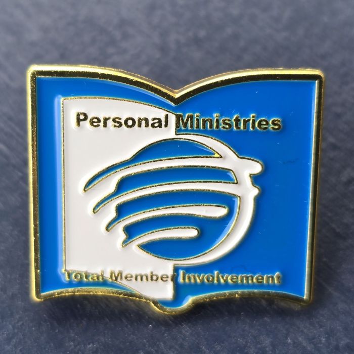 Personal Ministries Bible Study badge with logo and text.